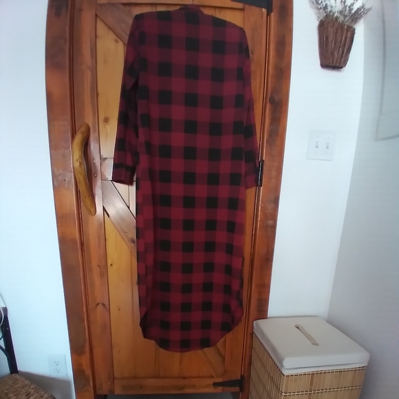 Maxi Buffalo Plaid Shirt Dress with Layering Slip - Picture 4 of 9